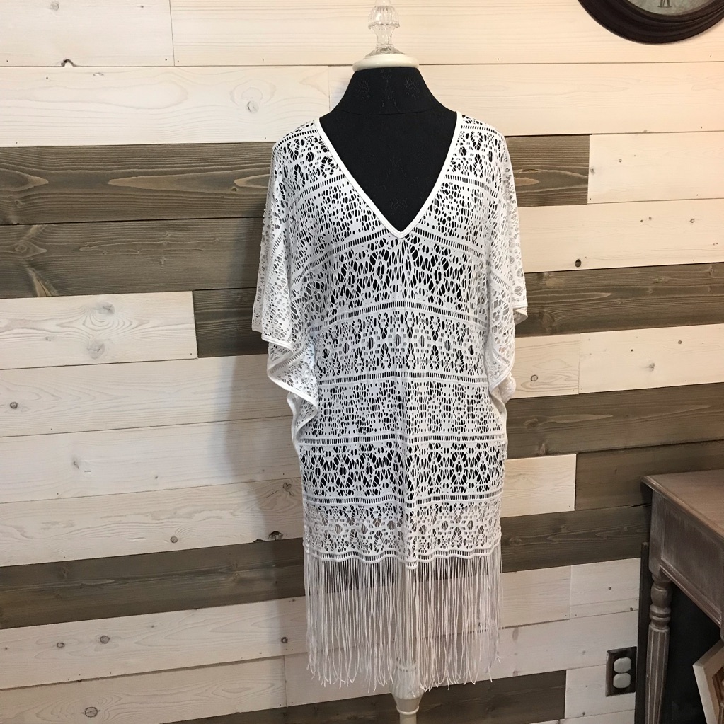 Trina Turk Crochet Lace White Swim Coverup